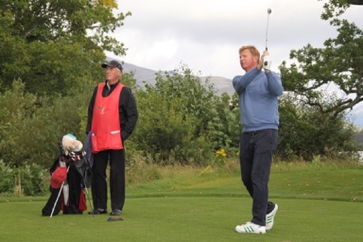 Hans Schokkenbroek midden in zijn swing bij Royal Dornoch, Schotland